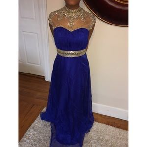 Beautiful Royal Blue Satin Prom Dress